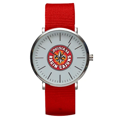Red Louisiana Ragin' Cajuns Stitch Nylon Strap Watch