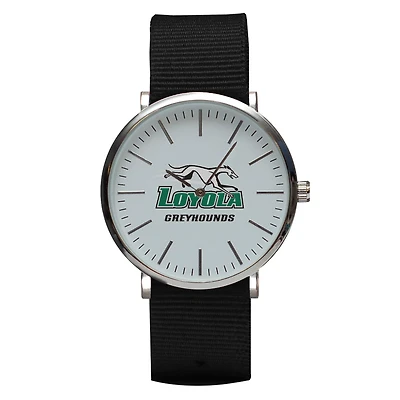 Black Loyola Greyhounds Stitch Nylon Strap Watch