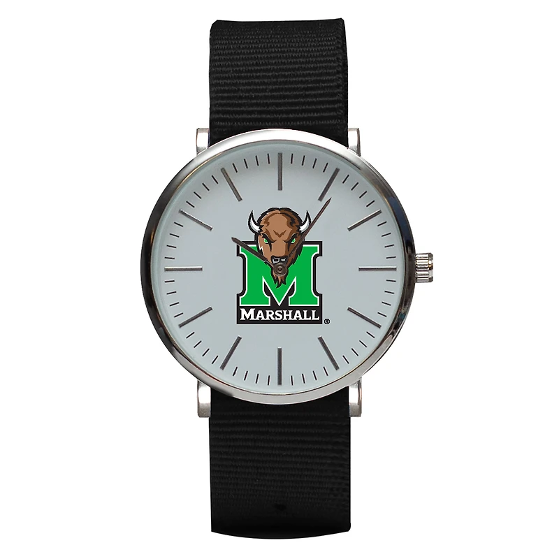 Black Marshall Thundering Herd Stitch Nylon Strap Watch