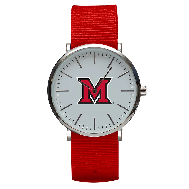 Red Miami University RedHawks Stitch Nylon Strap Watch