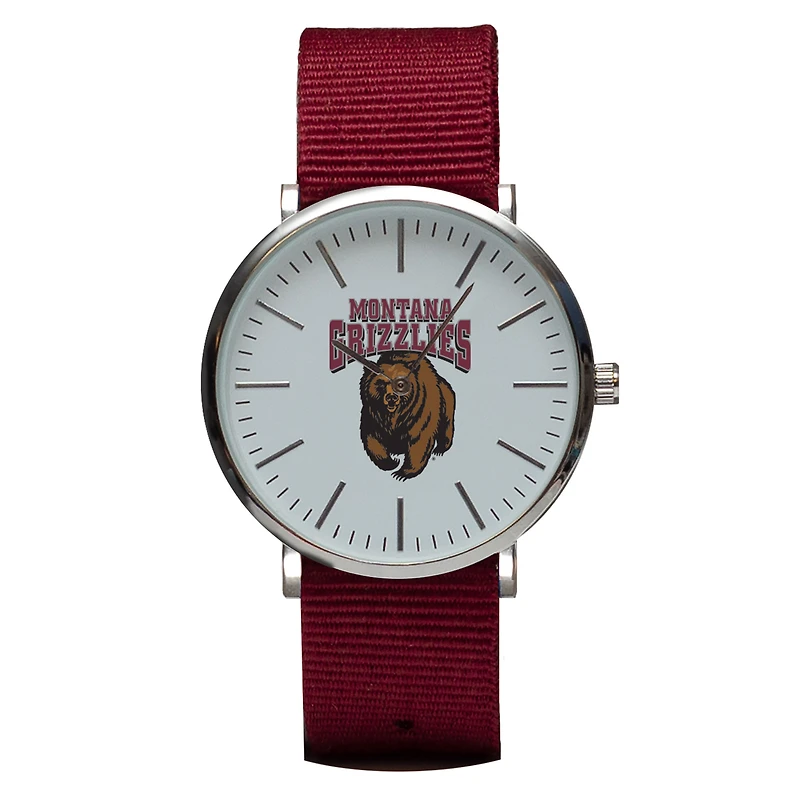 Maroon Montana Grizzlies Stitch Nylon Strap Watch