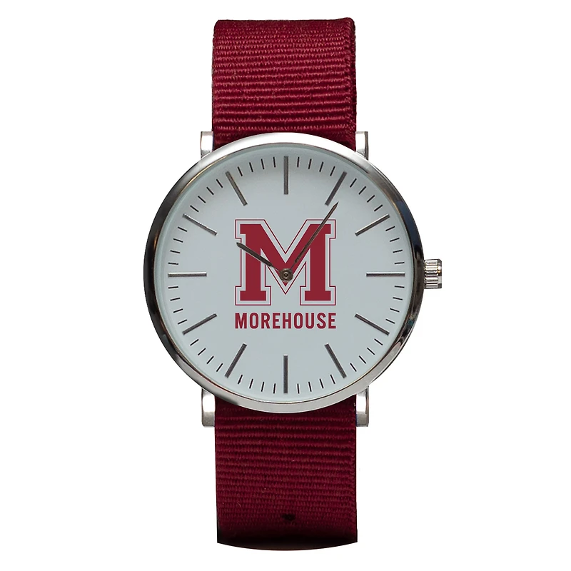 Maroon Morehouse Maroon Tigers Stitch Nylon Strap Watch