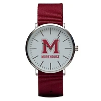 Maroon Morehouse Maroon Tigers Stitch Nylon Strap Watch
