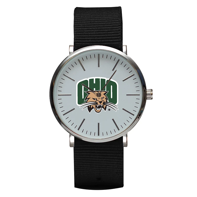 Black Ohio Bobcats Stitch Nylon Strap Watch