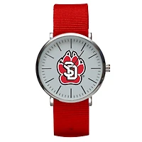 Red South Dakota Coyotes Stitch Nylon Strap Watch