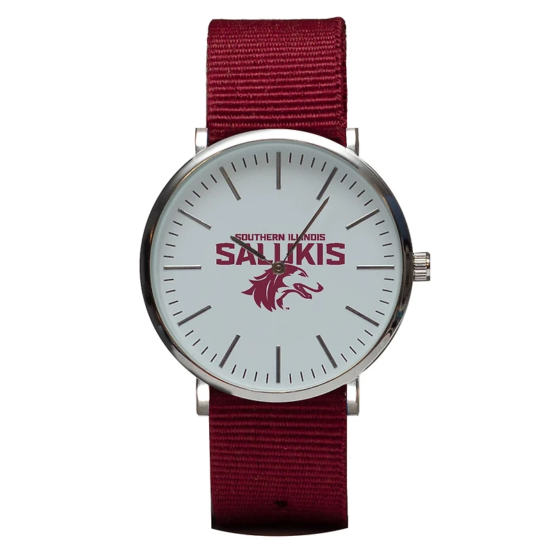 Maroon Southern Illinois Salukis Stitch Nylon Strap Watch