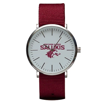Maroon Southern Illinois Salukis Stitch Nylon Strap Watch