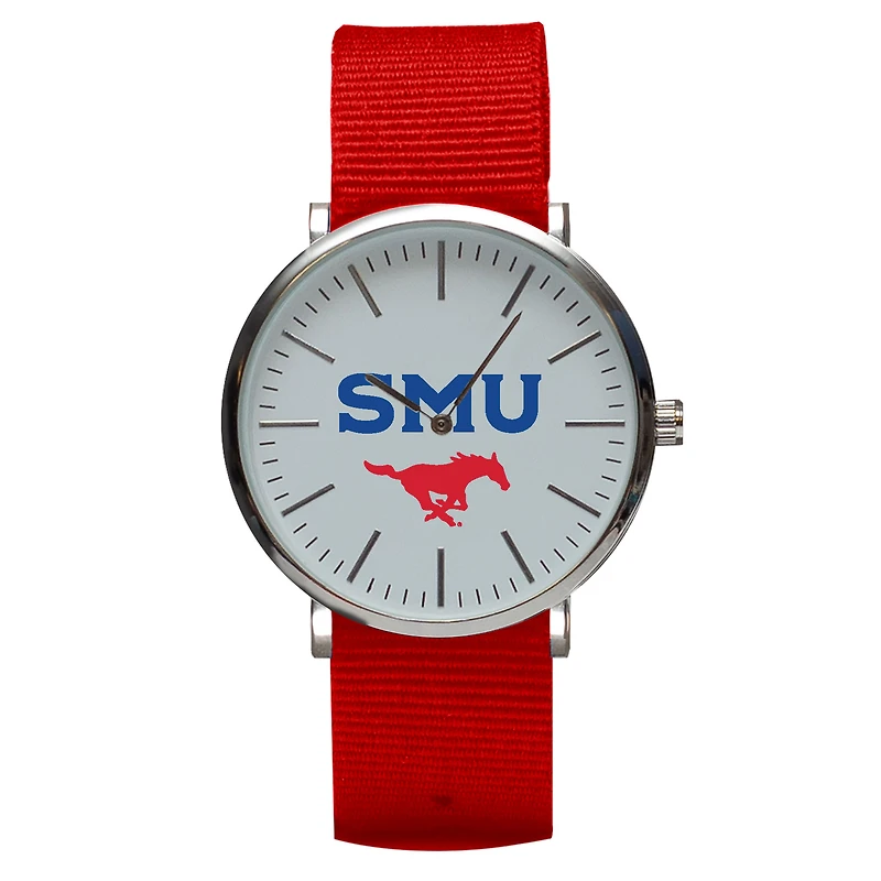Red SMU Mustangs Stitch Nylon Strap Watch