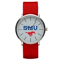 Red SMU Mustangs Stitch Nylon Strap Watch