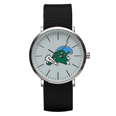 Black Tulane Green Wave Stitch Nylon Strap Watch