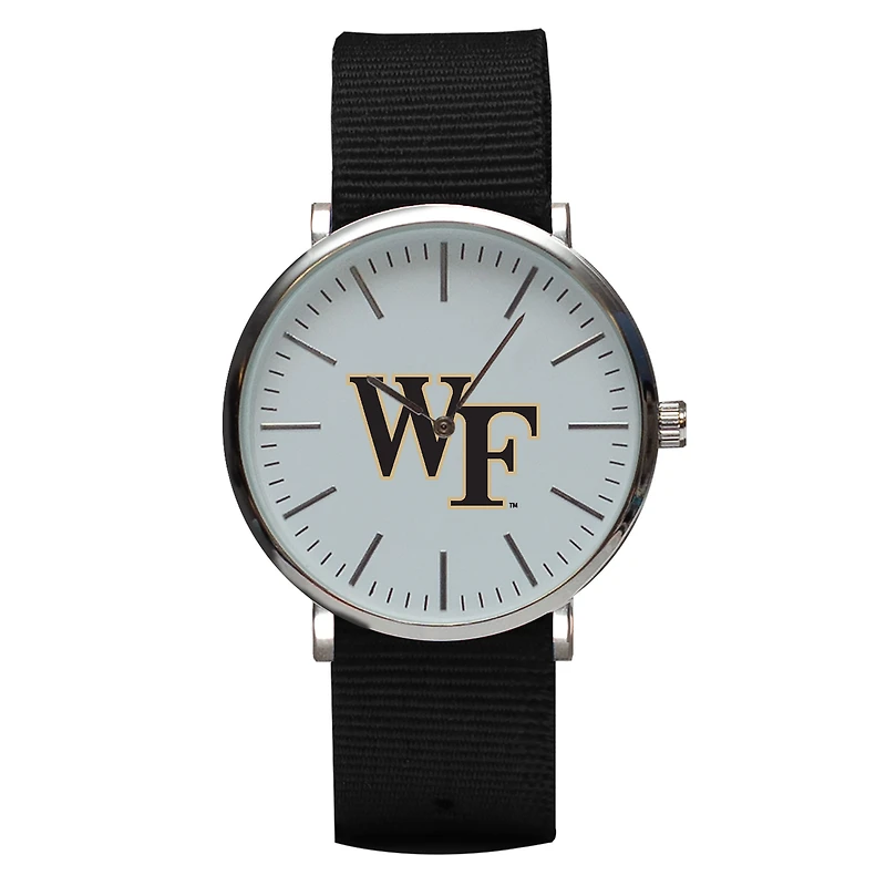 Black Wake Forest Demon Deacons Stitch Nylon Strap Watch
