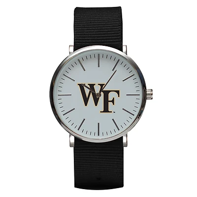 Black Wake Forest Demon Deacons Stitch Nylon Strap Watch