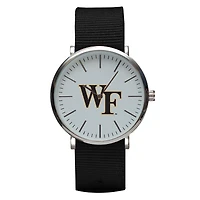 Black Wake Forest Demon Deacons Stitch Nylon Strap Watch
