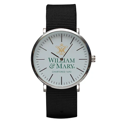 Black William & Mary Tribe Stitch Nylon Strap Watch