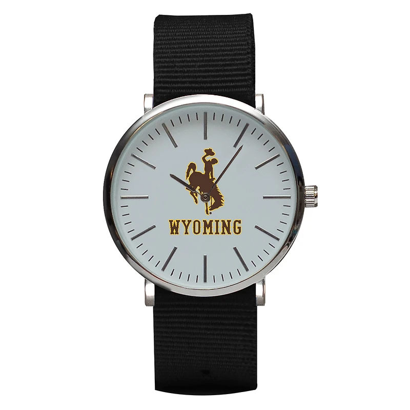 Black Wyoming Cowboys Stitch Nylon Strap Watch