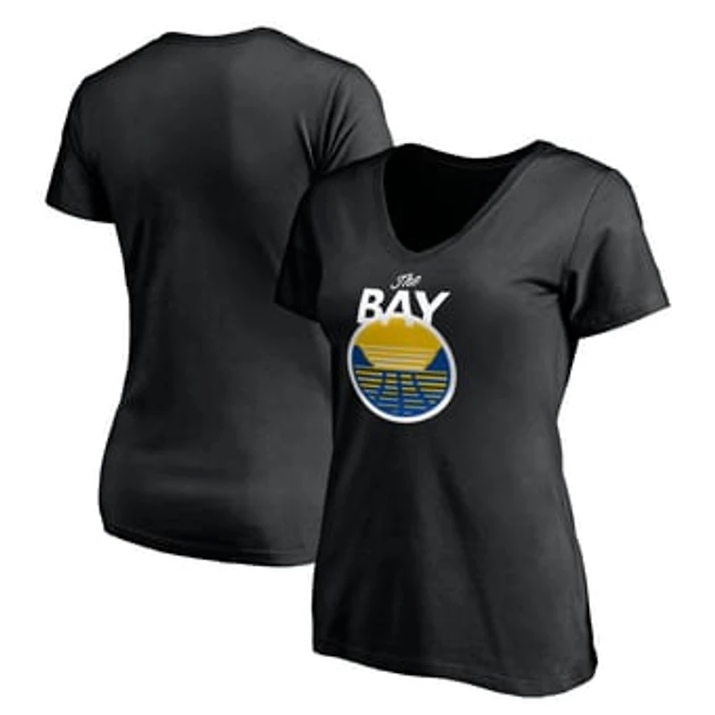 Women's Black Golden State Warriors Primary Logo V-Neck T-Shirt
