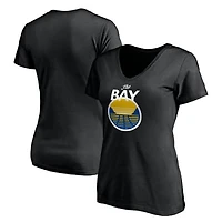 Women's Black Golden State Warriors Primary Logo V-Neck T-Shirt