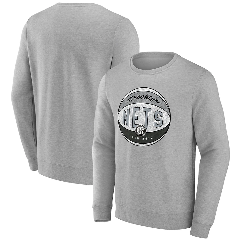 Men's Gray Brooklyn Nets Hard Color Pullover Sweatshirt