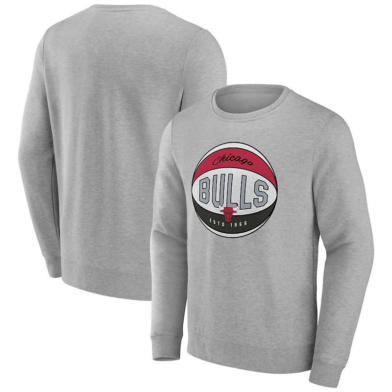 Men's Gray Chicago Bulls Hard Color Pullover Sweatshirt