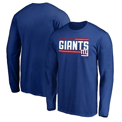 Men's Royal New York Giants On Side Stripe Long Sleeve T-Shirt