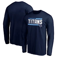 Men's Navy Tennessee Titans On Side Stripe Long Sleeve T-Shirt