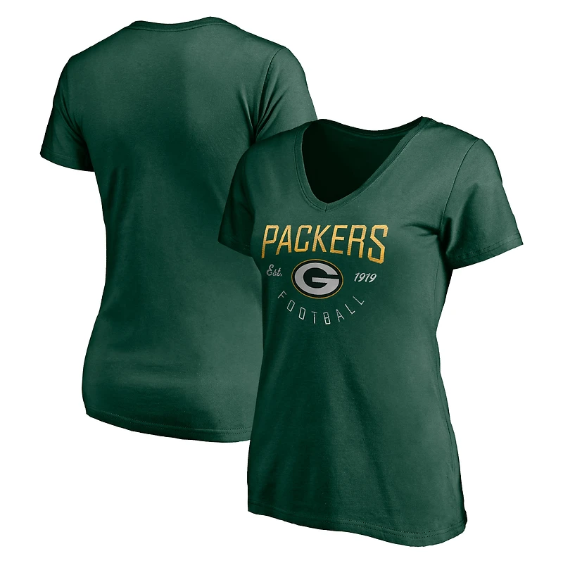 Women's Green Green Bay Packers Live For It V-Neck T-Shirt