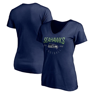 Women's College Navy Seattle Seahawks Live For It V-Neck T-Shirt