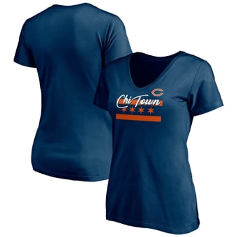Women's Navy Chicago Bears Hometown Collection Chi Town V-Neck T-Shirt