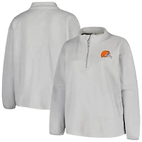 Women's Profile Gray Cleveland Browns Plus Size Sherpa Quarter-Zip Jacket