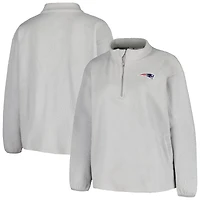 Women's Profile Gray New England Patriots Plus Size Sherpa Quarter-Zip Jacket