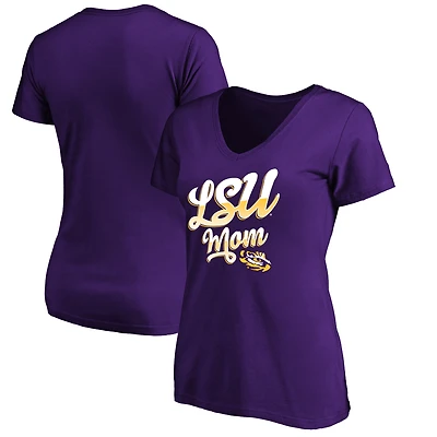 Women's Purple LSU Tigers Team Mom V-Neck T-Shirt