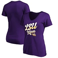 Women's Purple LSU Tigers Team Mom V-Neck T-Shirt