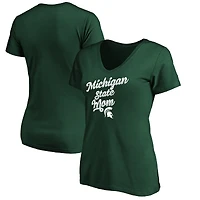 Women's Green Michigan State Spartans Team Mom V-Neck T-Shirt