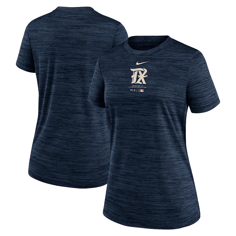 Women's Nike Navy Texas Rangers City Connect Practice Velocity Performance T-Shirt