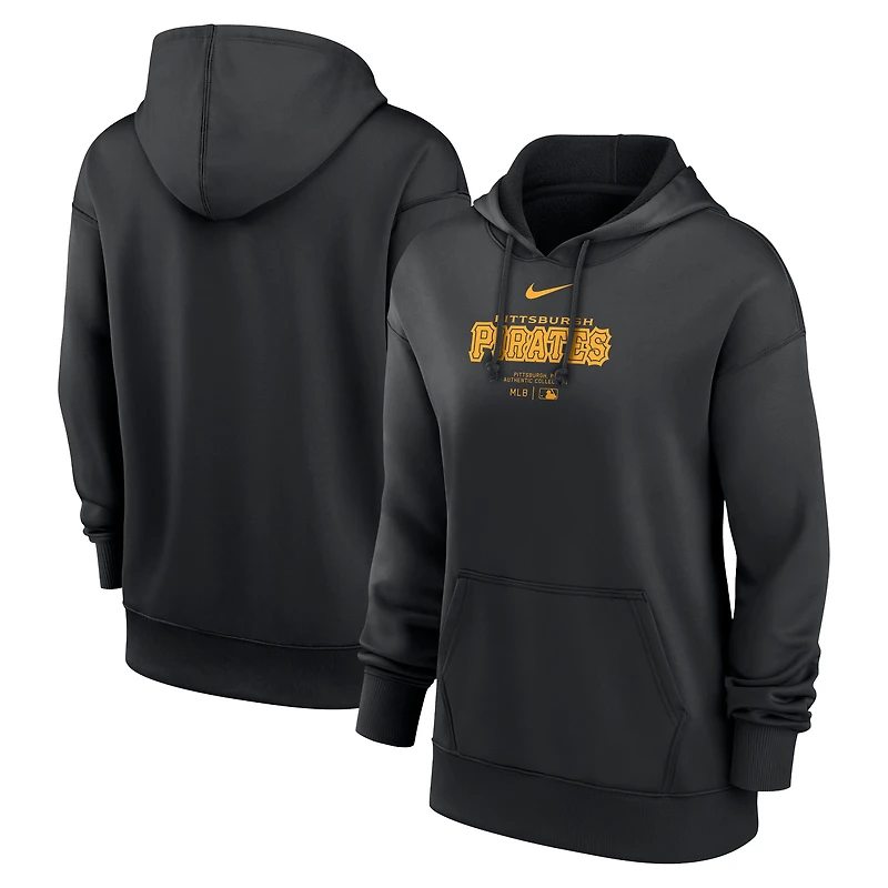 Women's Nike Black Pittsburgh Pirates Authentic Collection Performance Pullover Hoodie
