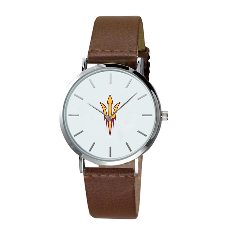 Men's Brown Arizona State Sun Devils Plexus Leather Watch