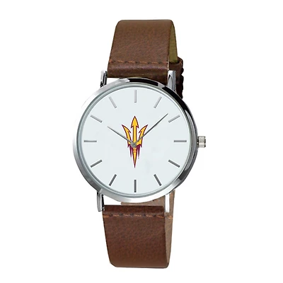 Men's Brown Arizona State Sun Devils Plexus Leather Watch