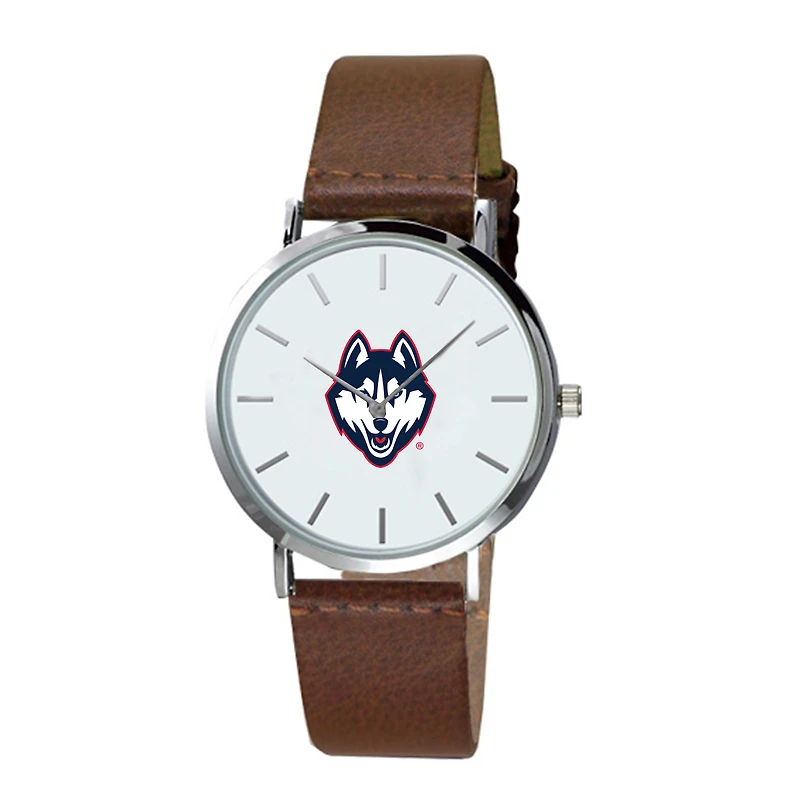 Men's Brown UConn Huskies Plexus Leather Watch