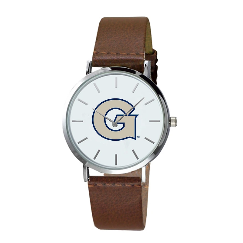 Men's Brown Georgetown Hoyas Plexus Leather Watch