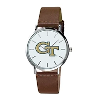 Men's Brown Georgia Tech Yellow Jackets Plexus Leather Watch