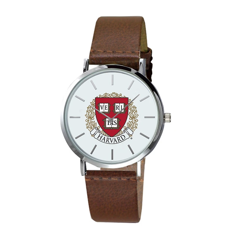 Men's Brown Harvard Crimson Plexus Leather Watch