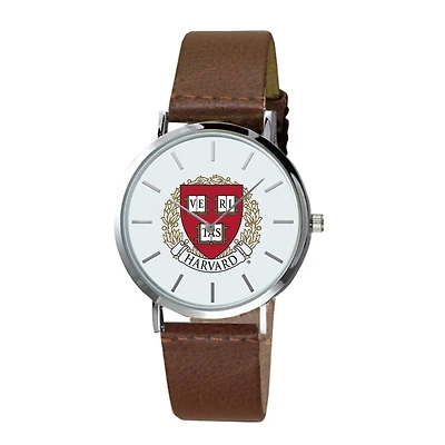 Men's Brown Harvard Crimson Plexus Leather Watch