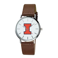 Men's Brown Illinois Fighting Illini Plexus Leather Watch