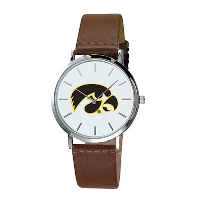 Men's Brown Iowa Hawkeyes Plexus Leather Watch