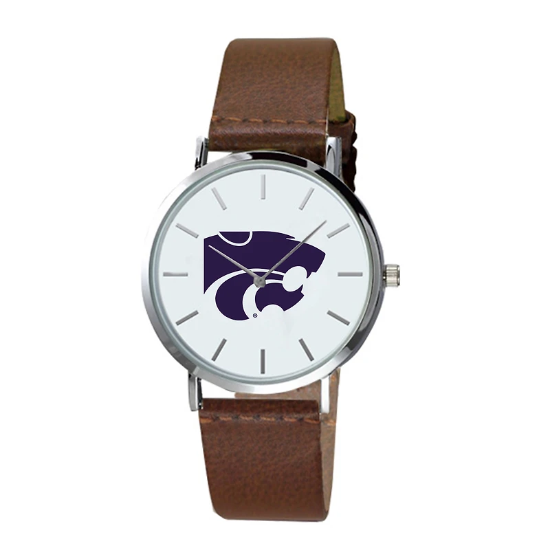 Men's Brown Kansas State Wildcats Plexus Leather Watch
