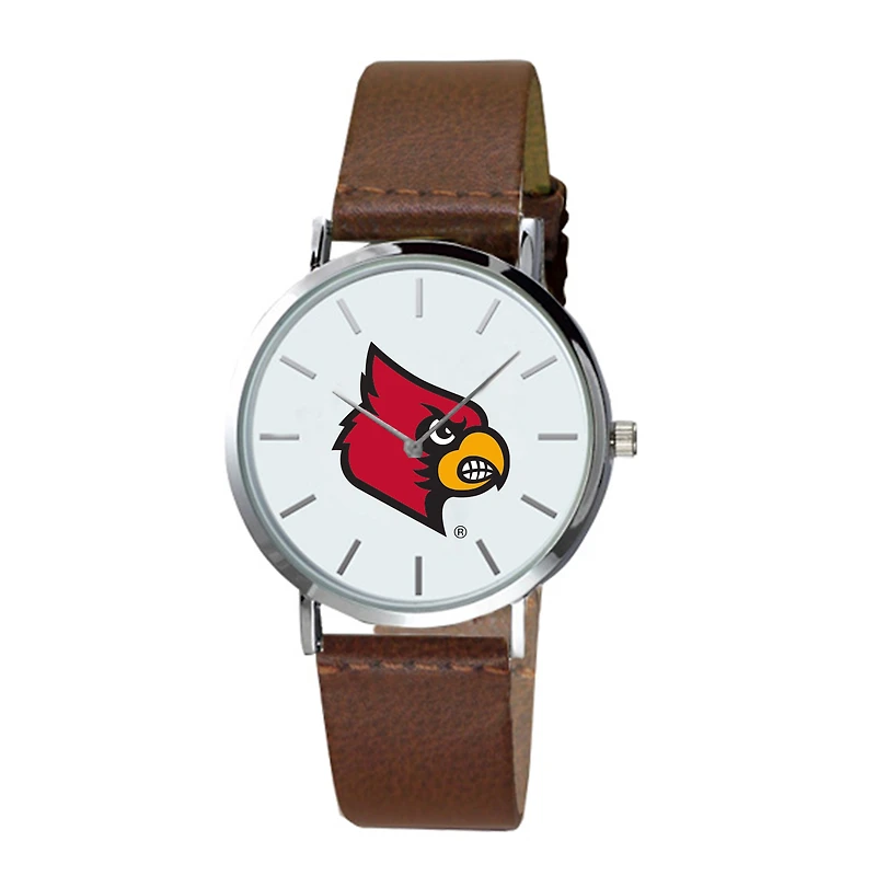 Men's Brown Louisville Cardinals Plexus Leather Watch