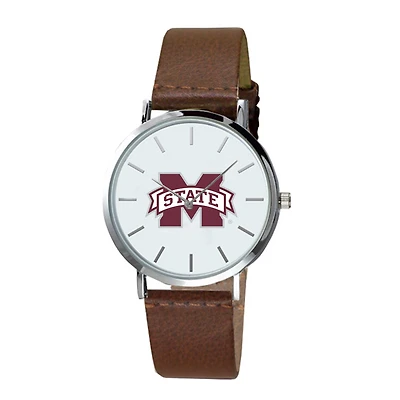 Men's Brown Mississippi State Bulldogs Plexus Leather Watch