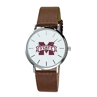 Men's Brown Mississippi State Bulldogs Plexus Leather Watch