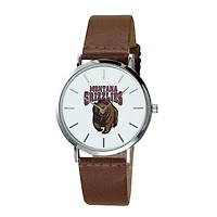 Men's Brown Montana Grizzlies Plexus Leather Watch