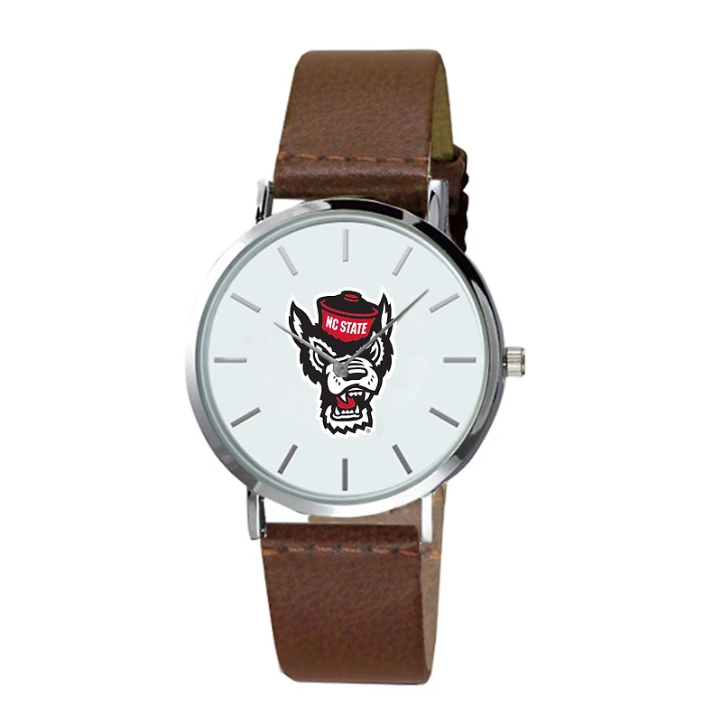 Men's Brown NC State Wolfpack Plexus Leather Watch